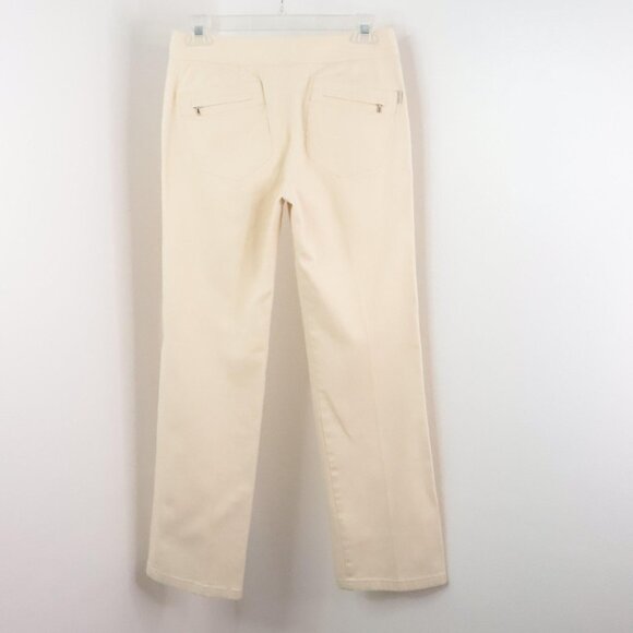 tyler. Women's 4 Beige Straight Leg Cotton Twill Ankle Trouser Pants - Picture 4 of 8